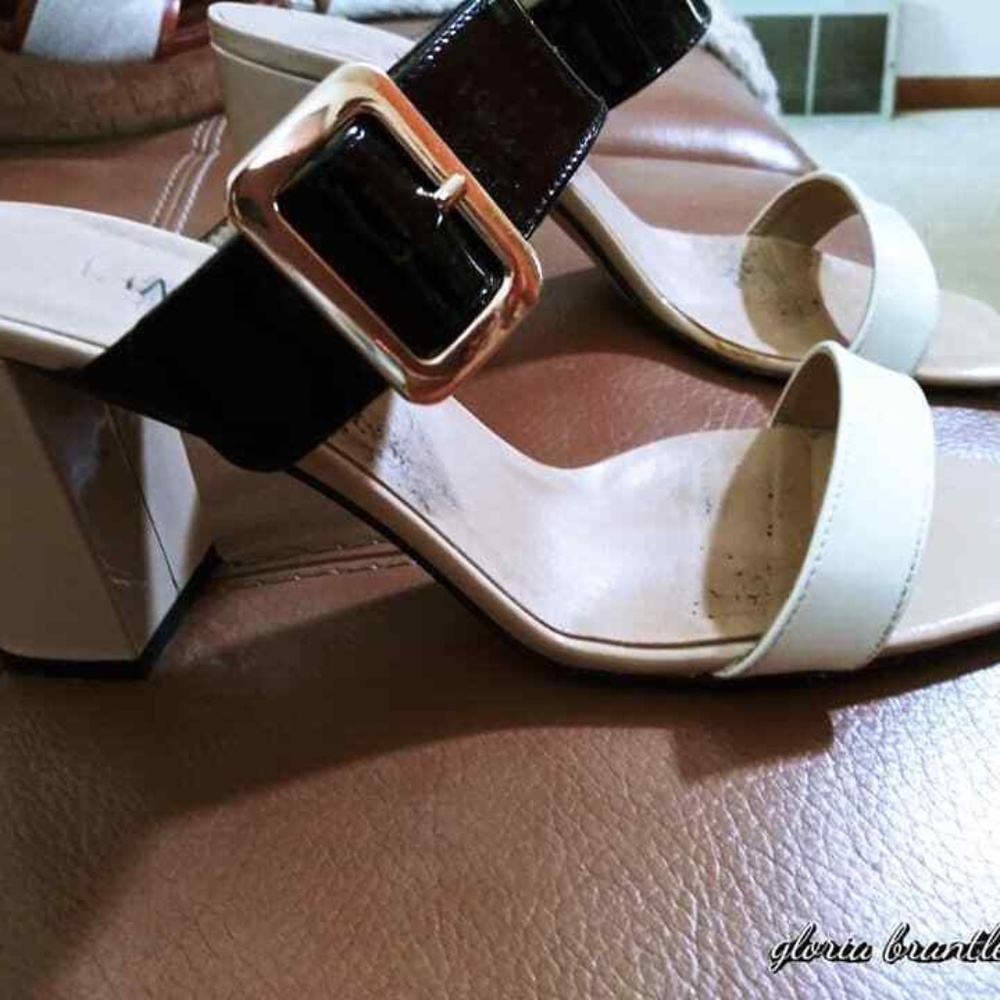 Vaneli Tri-Color Block Heel Slip-On Sandal
